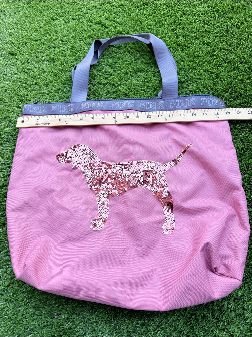 PINK Victoria's Secret Pink Tote Bag with Sequined Dog